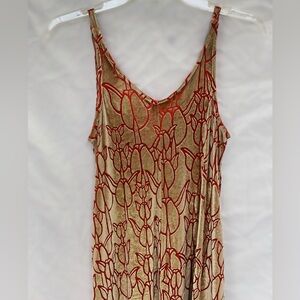 Manaola Gold/Red Kinolau Velvet Maxi Dress
